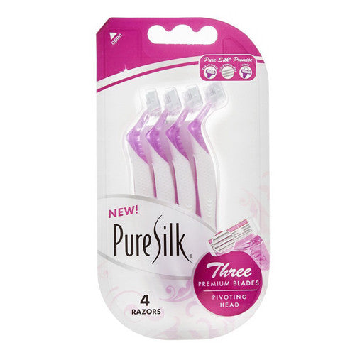 Pure Silk Premium Disposable Three Razor, 4 Ea